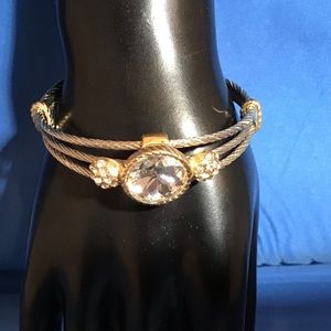 New in box cuff bracelet, adjustable, CZ stones